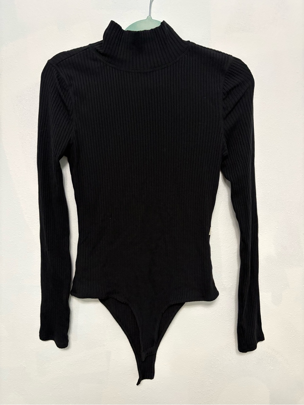 Vuori Black Ribbed Long-Sleeve Turtleneck Bodysuit